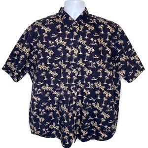 Natural Issue Hawaiian Shirt Navy & Tan XL